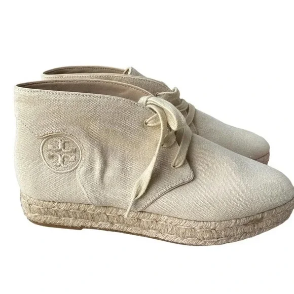 Tory Burch Rios Lace up espadrille canvas size 7.5 new - Picture 1 of 7